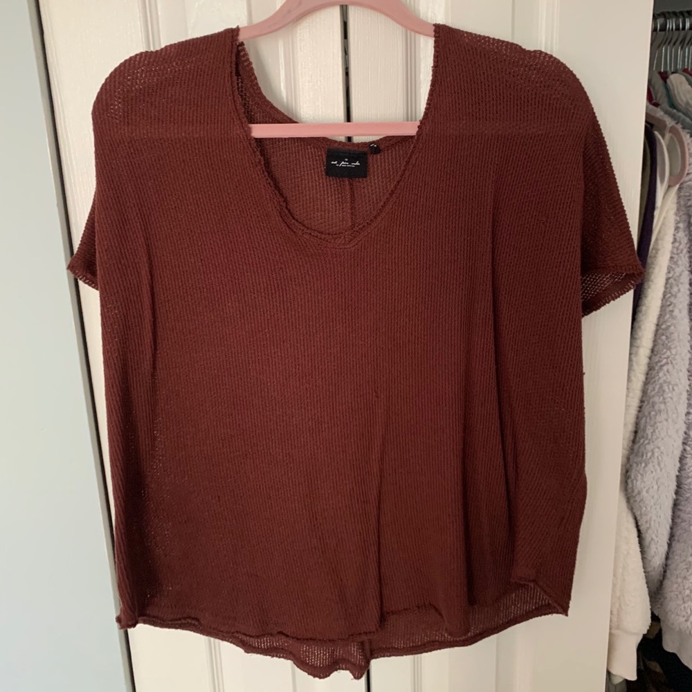 UO Slouchy Waffle V-neck